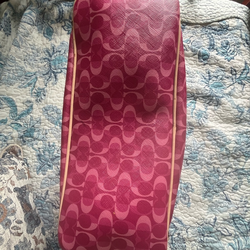 COACH PEYTON SIGNATURE TOTE SHOULDER BAG Large Pink Dream C print  BORDEAUX - Picture 10 of 11